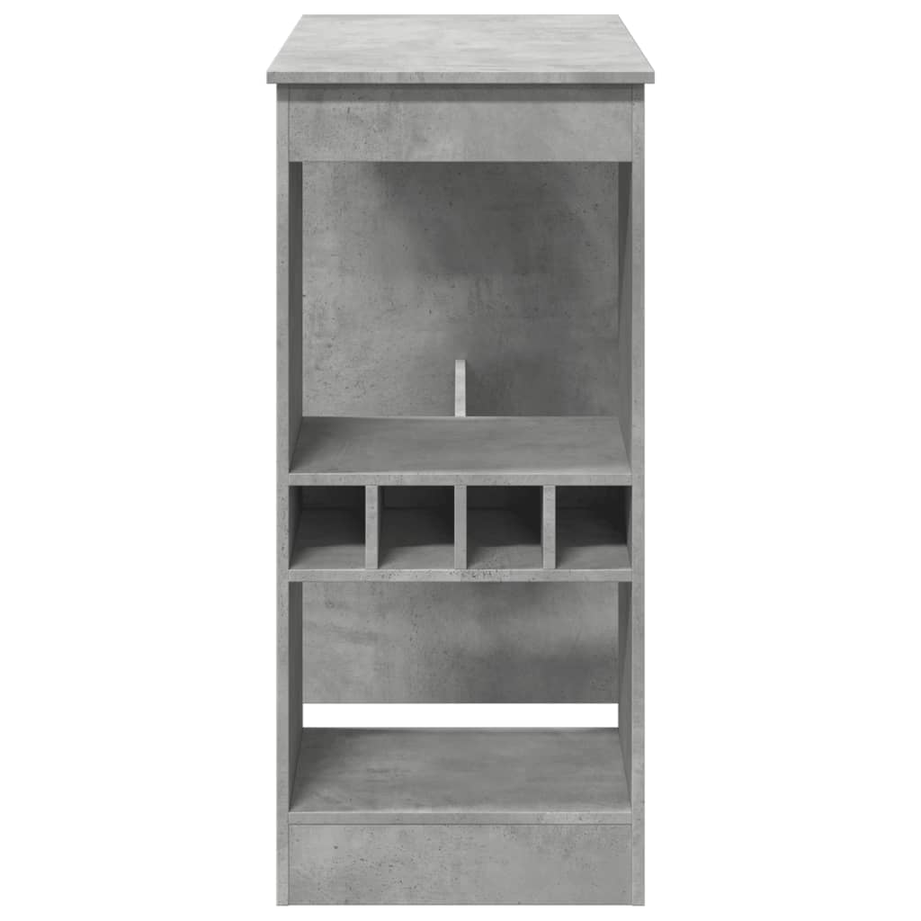 betonszürke szerelt fa bárasztal tárolókkal 90x47,5x103,5 cm