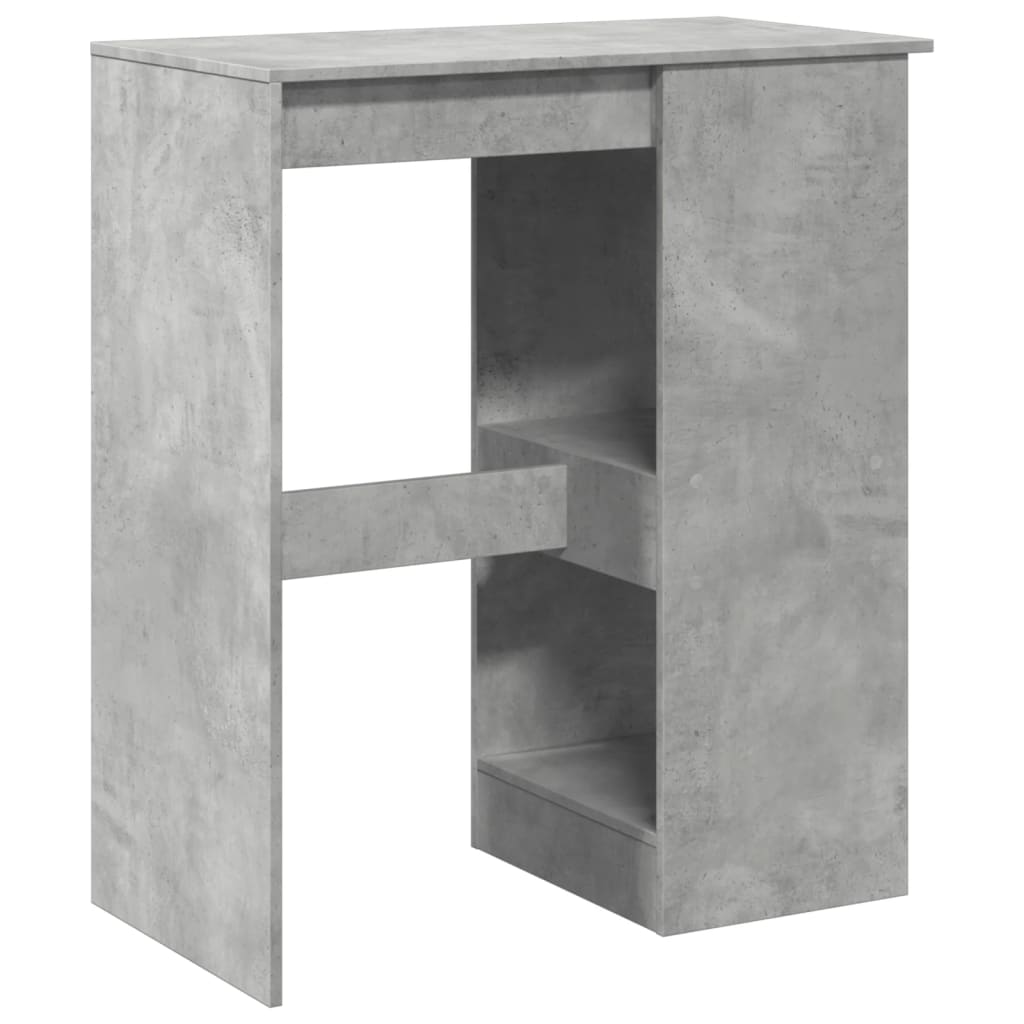 betonszürke szerelt fa bárasztal tárolókkal 90x47,5x103,5 cm