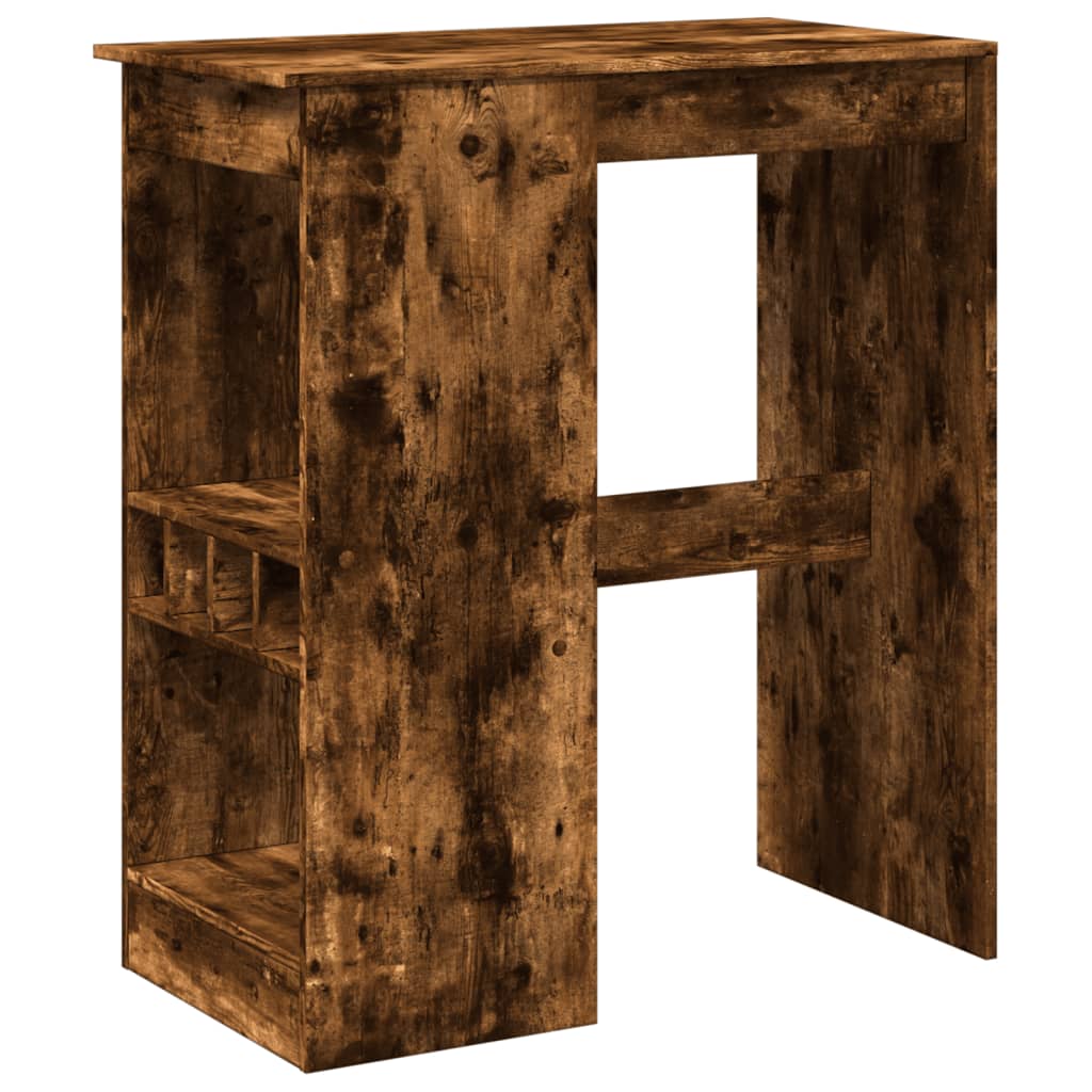 füstös tölgy szerelt fa bárasztal tárolókkal 90x47,5x103,5 cm
