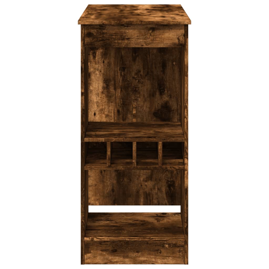 füstös tölgy szerelt fa bárasztal tárolókkal 90x47,5x103,5 cm