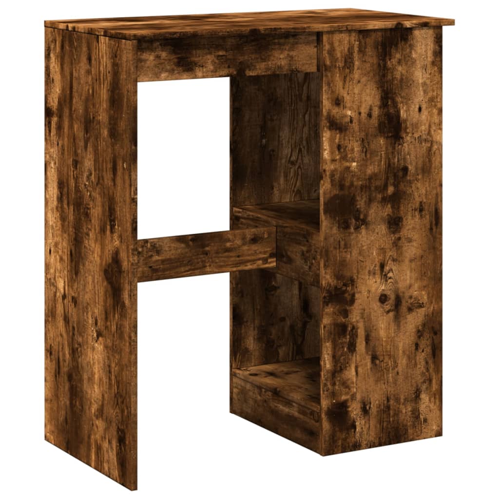füstös tölgy szerelt fa bárasztal tárolókkal 90x47,5x103,5 cm