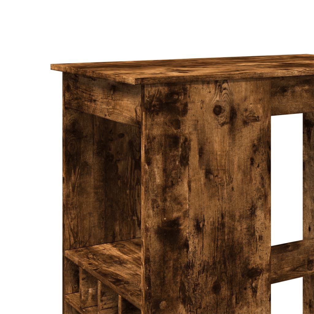 füstös tölgy szerelt fa bárasztal tárolókkal 90x47,5x103,5 cm