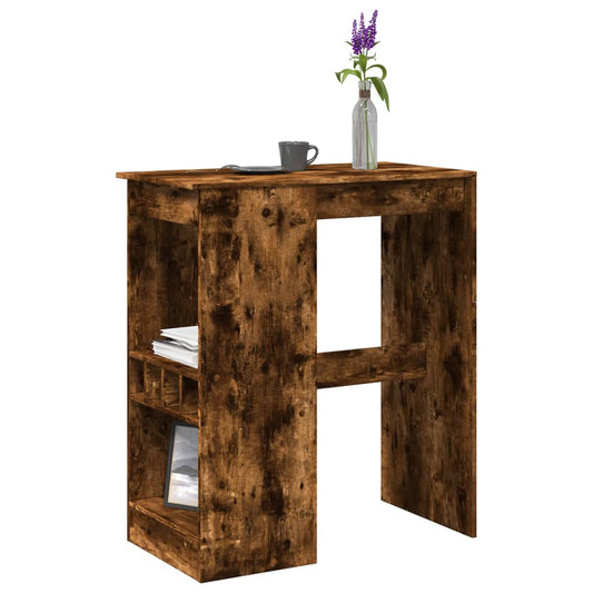 füstös tölgy szerelt fa bárasztal tárolókkal 90x47,5x103,5 cm