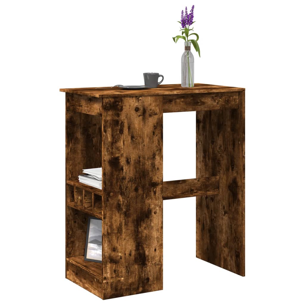 füstös tölgy szerelt fa bárasztal tárolókkal 90x47,5x103,5 cm