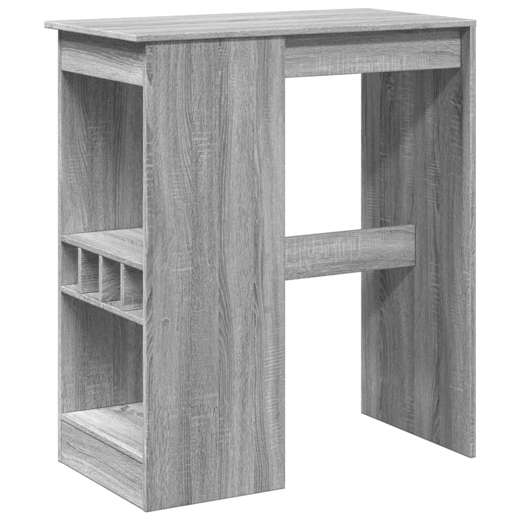 szürke sonoma szerelt fa bárasztal tárolókkal 90x47,5x103,5 cm