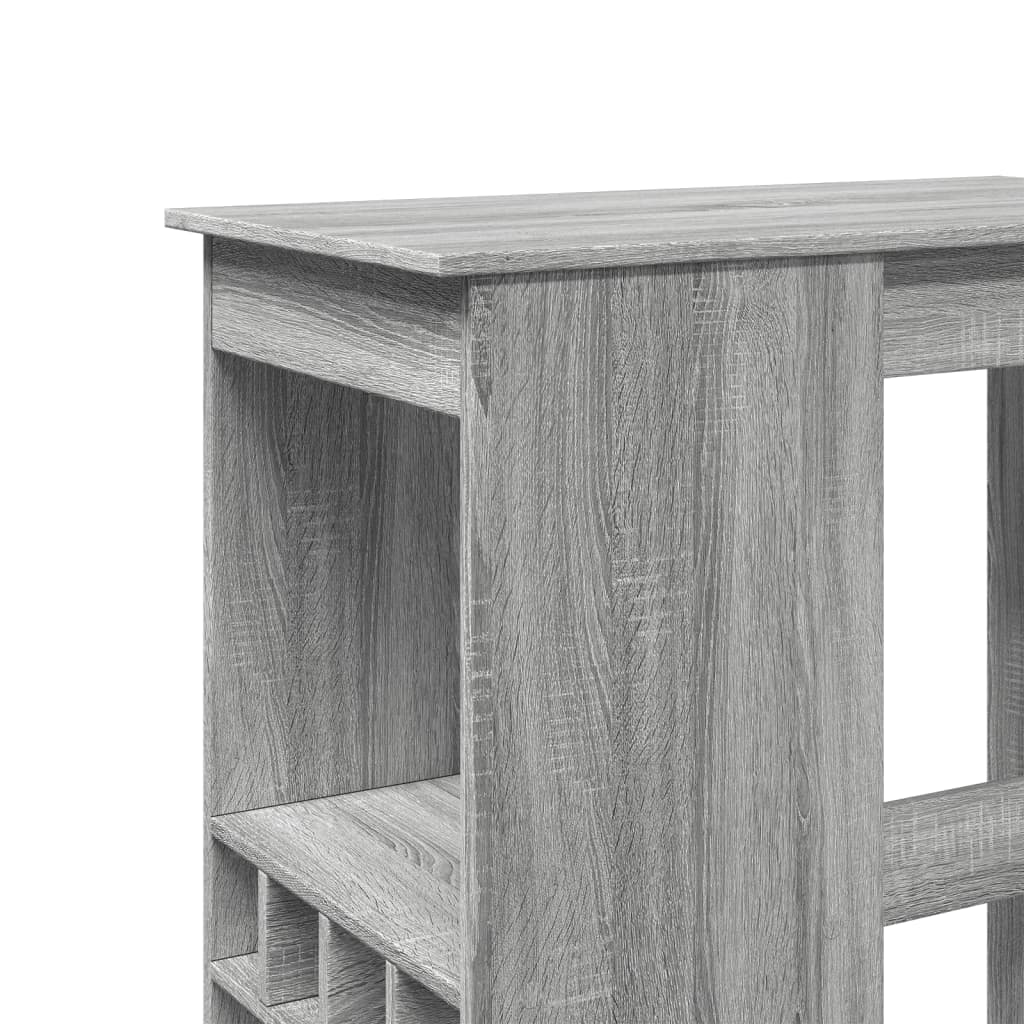 szürke sonoma szerelt fa bárasztal tárolókkal 90x47,5x103,5 cm
