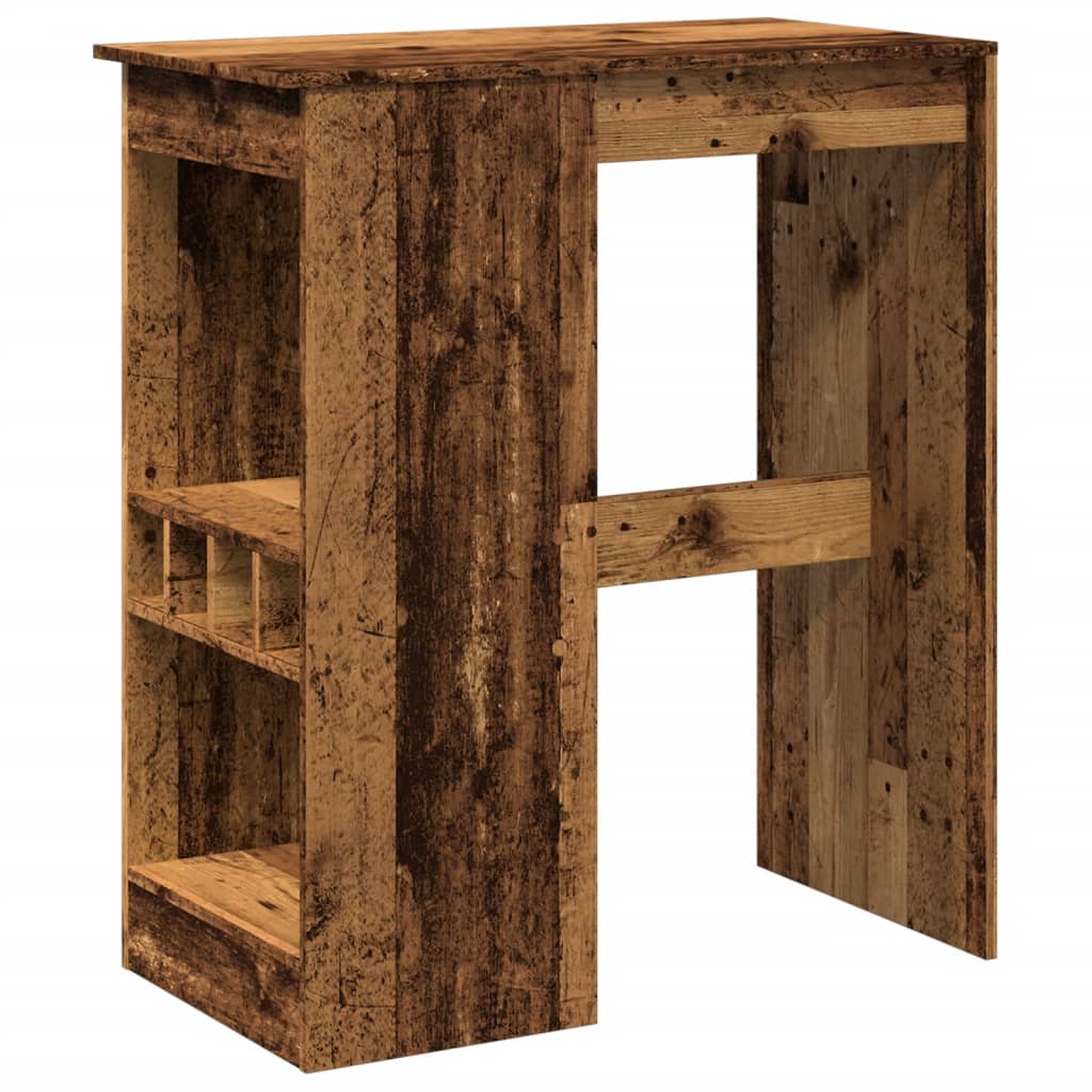 antik fa színű szerelt fa bárasztal tárolókkal 90x47,5x103,5 cm