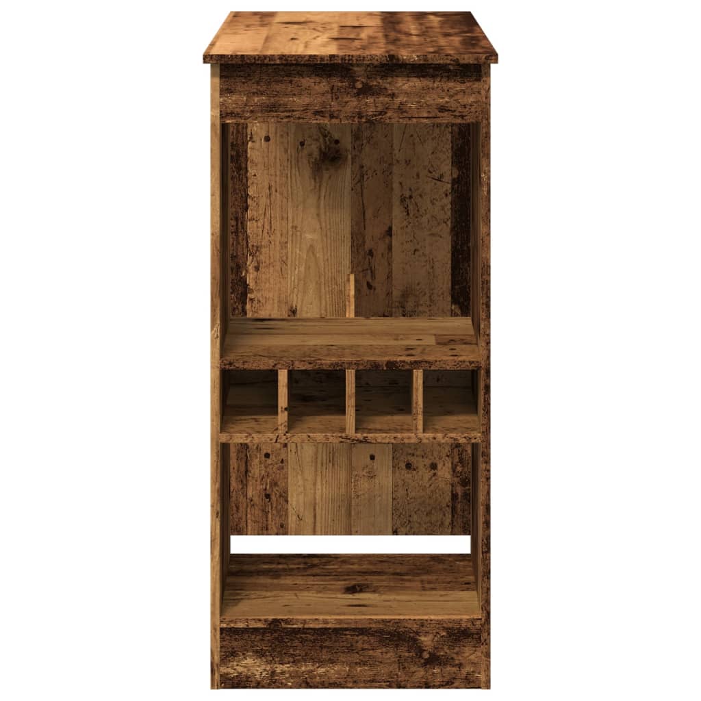 antik fa színű szerelt fa bárasztal tárolókkal 90x47,5x103,5 cm