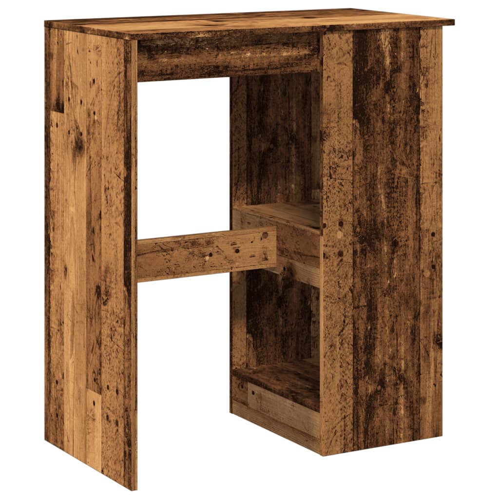 antik fa színű szerelt fa bárasztal tárolókkal 90x47,5x103,5 cm