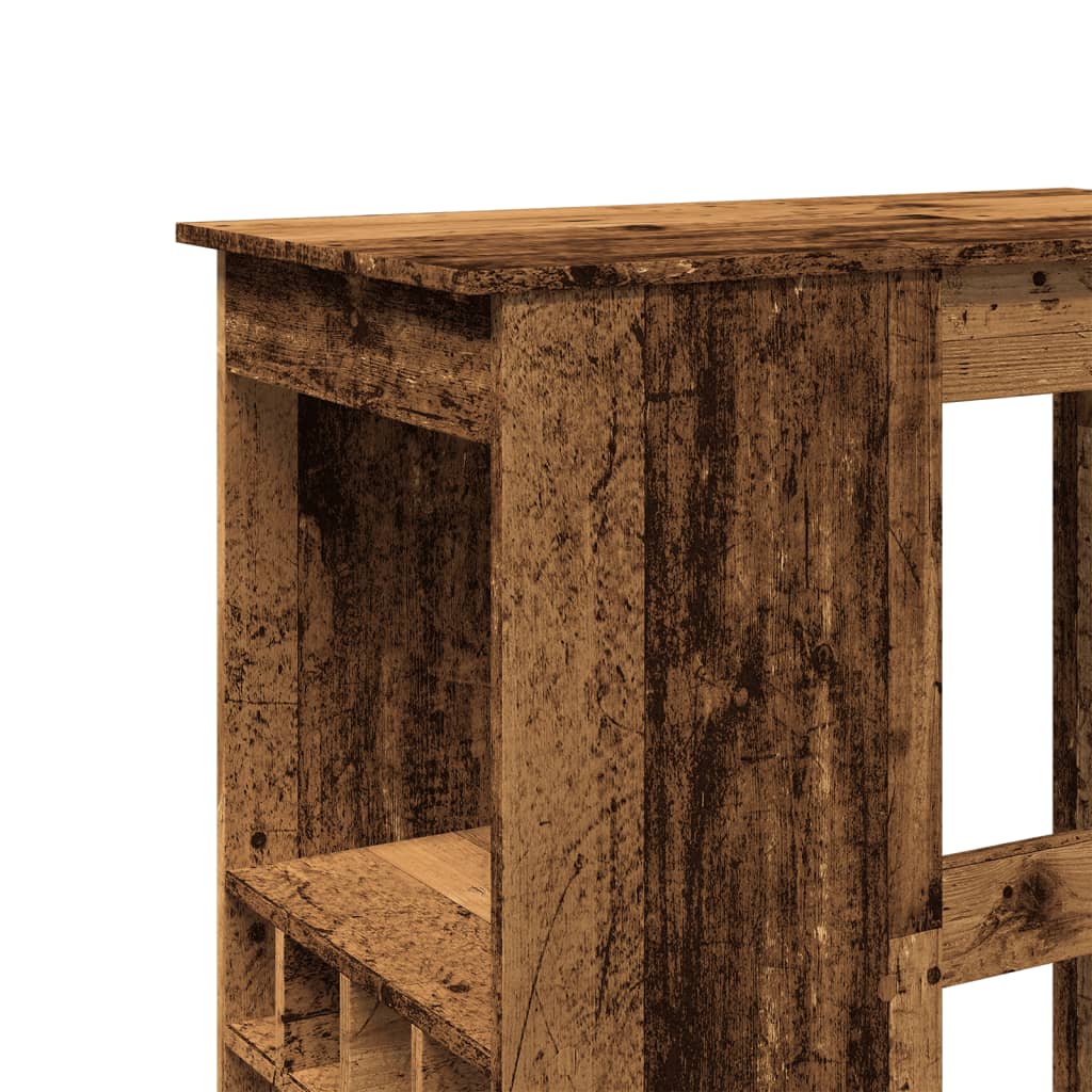 antik fa színű szerelt fa bárasztal tárolókkal 90x47,5x103,5 cm