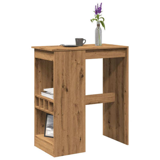 kézműves tölgy szerelt fa bárasztal tárolókkal 90x47,5x103,5 cm
