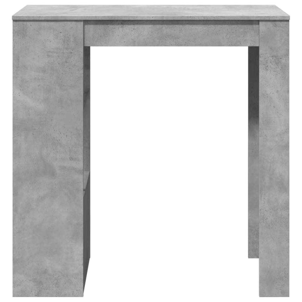 betonszürke szerelt fa tárolórekeszes bárasztal 102x50x103,5 cm