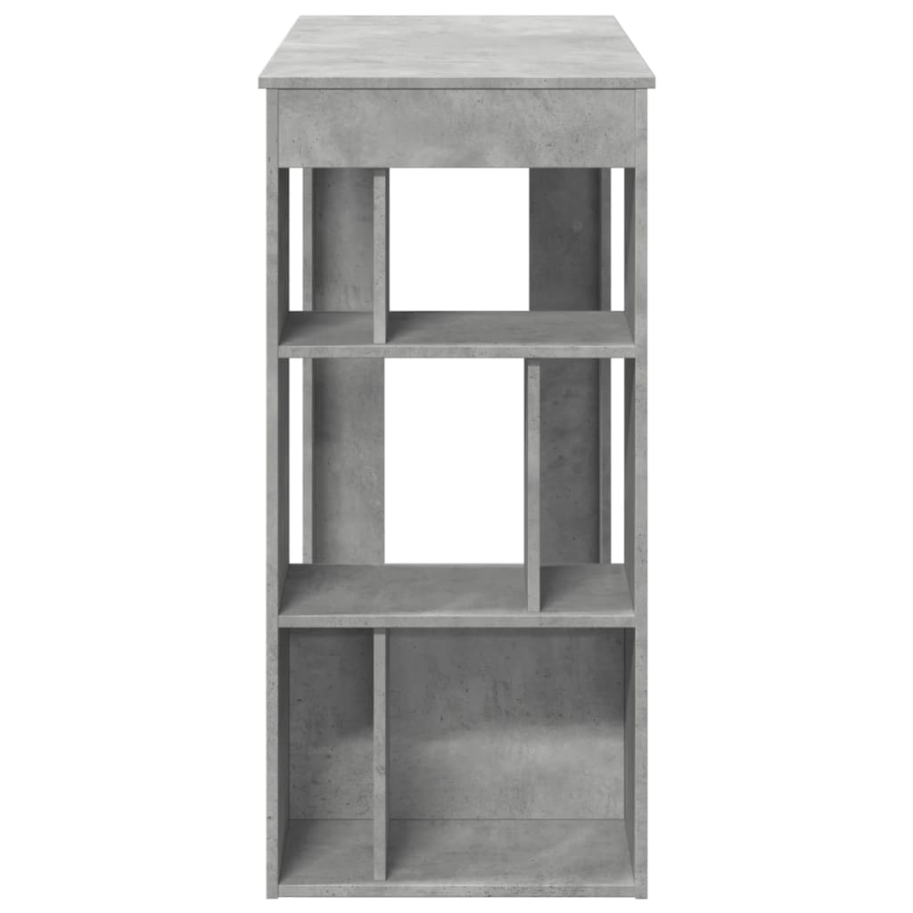 betonszürke szerelt fa tárolórekeszes bárasztal 102x50x103,5 cm