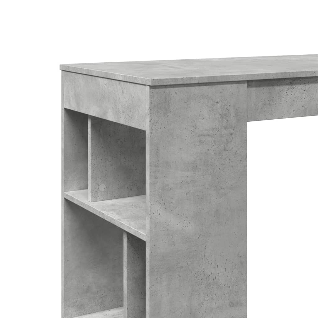 betonszürke szerelt fa tárolórekeszes bárasztal 102x50x103,5 cm