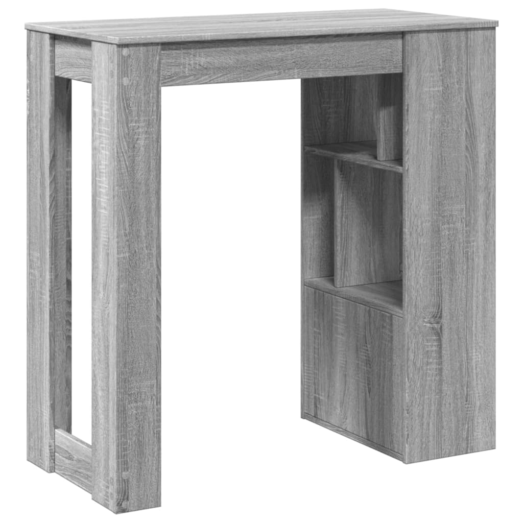szürke sonoma szerelt fa bárasztal tárolókkal 102x50x103,5 cm