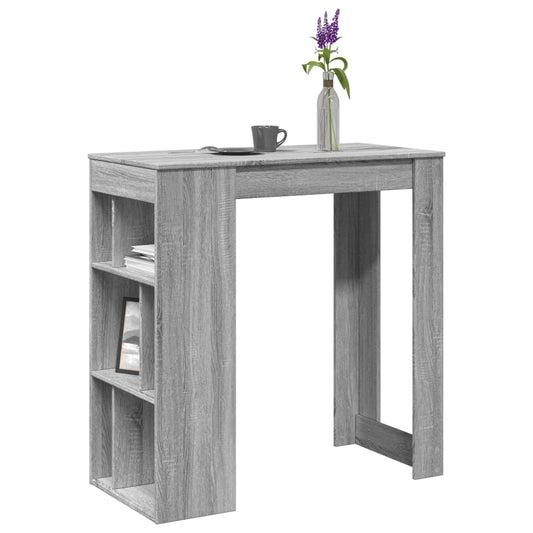 szürke sonoma szerelt fa bárasztal tárolókkal 102x50x103,5 cm