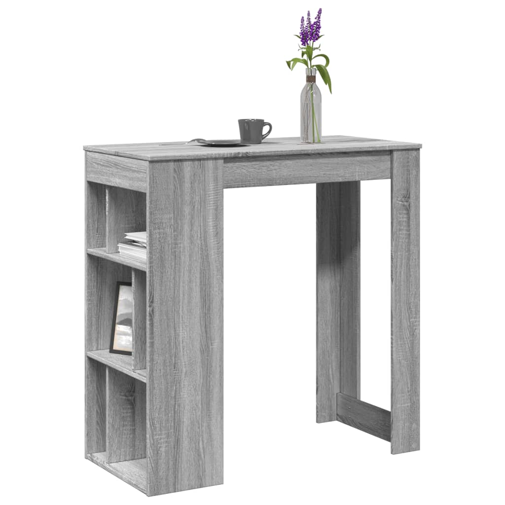 szürke sonoma szerelt fa bárasztal tárolókkal 102x50x103,5 cm
