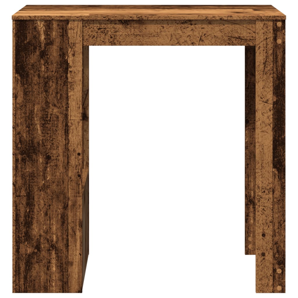 antik fa színű szerelt fa bárasztal tárolókkal 102x50x103,5 cm