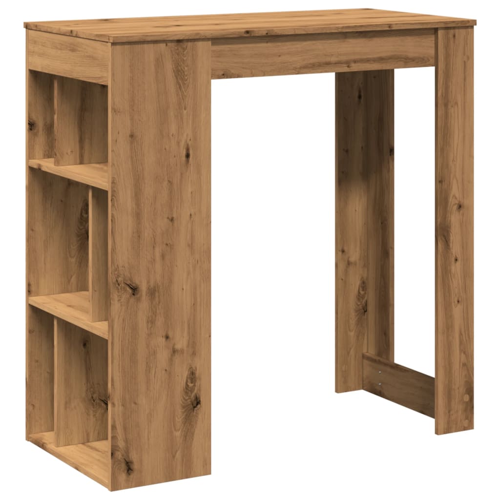 kézműves tölgy szerelt fa bárasztal tárolókkal 102x50x103,5 cm