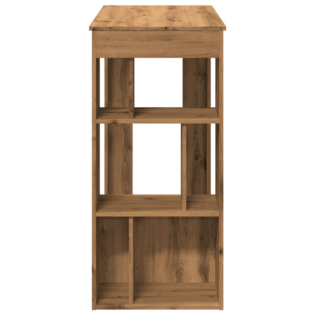 kézműves tölgy szerelt fa bárasztal tárolókkal 102x50x103,5 cm