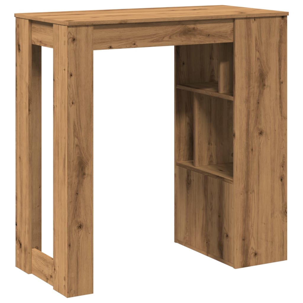 kézműves tölgy szerelt fa bárasztal tárolókkal 102x50x103,5 cm