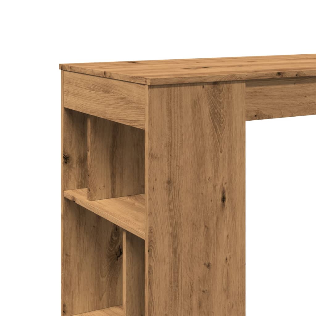 kézműves tölgy szerelt fa bárasztal tárolókkal 102x50x103,5 cm