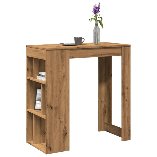 kézműves tölgy szerelt fa bárasztal tárolókkal 102x50x103,5 cm