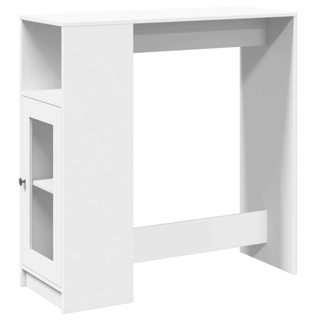 fehér szerelt fa tárolórekeszes bárasztal 101 x 40 x 103,5 cm