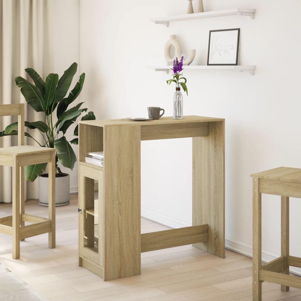 sonoma tölgy szerelt fa bárasztal tárolókkal 101x40x103,5 cm