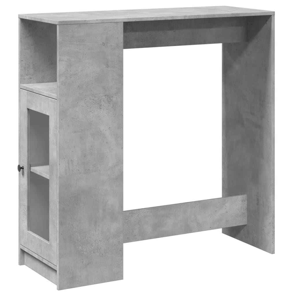 betonszürke szerelt fa tárolórekeszes bárasztal 101x40x103,5 cm