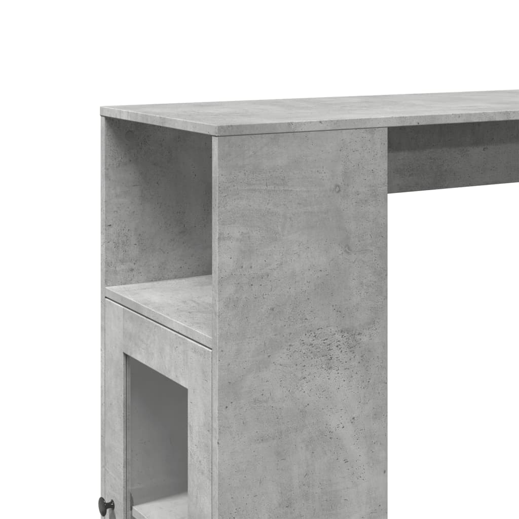 betonszürke szerelt fa tárolórekeszes bárasztal 101x40x103,5 cm