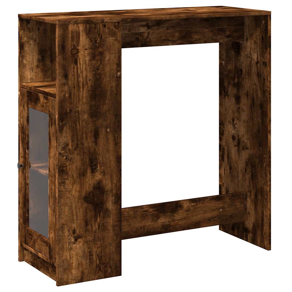 füstös tölgy szerelt fa bárasztal tárolókkal 101x40x103,5 cm