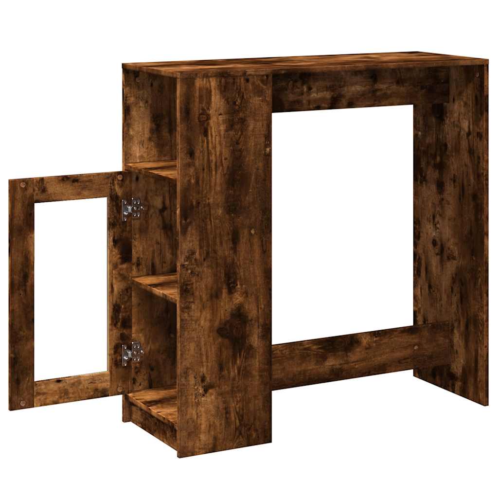 füstös tölgy szerelt fa bárasztal tárolókkal 101x40x103,5 cm