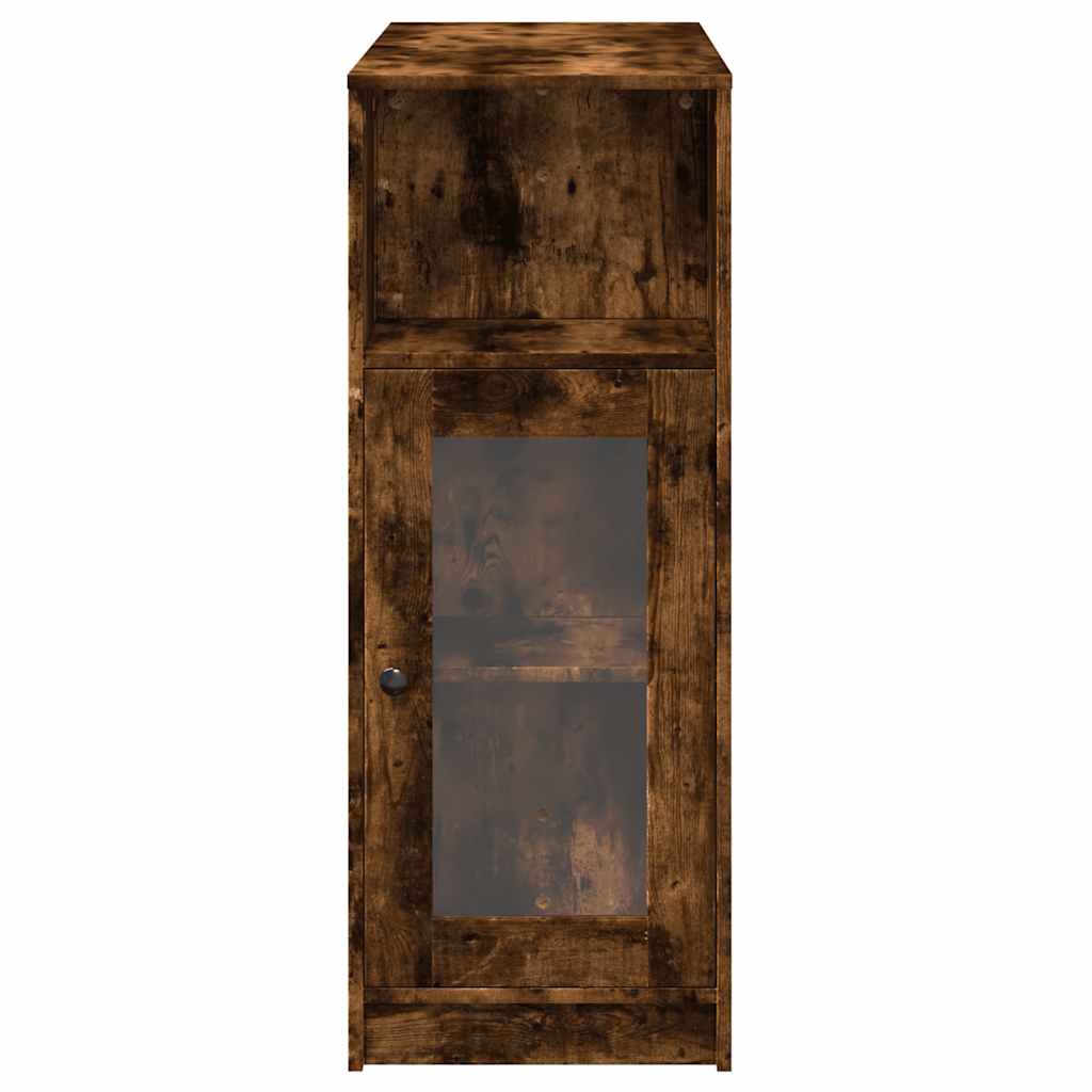 füstös tölgy szerelt fa bárasztal tárolókkal 101x40x103,5 cm