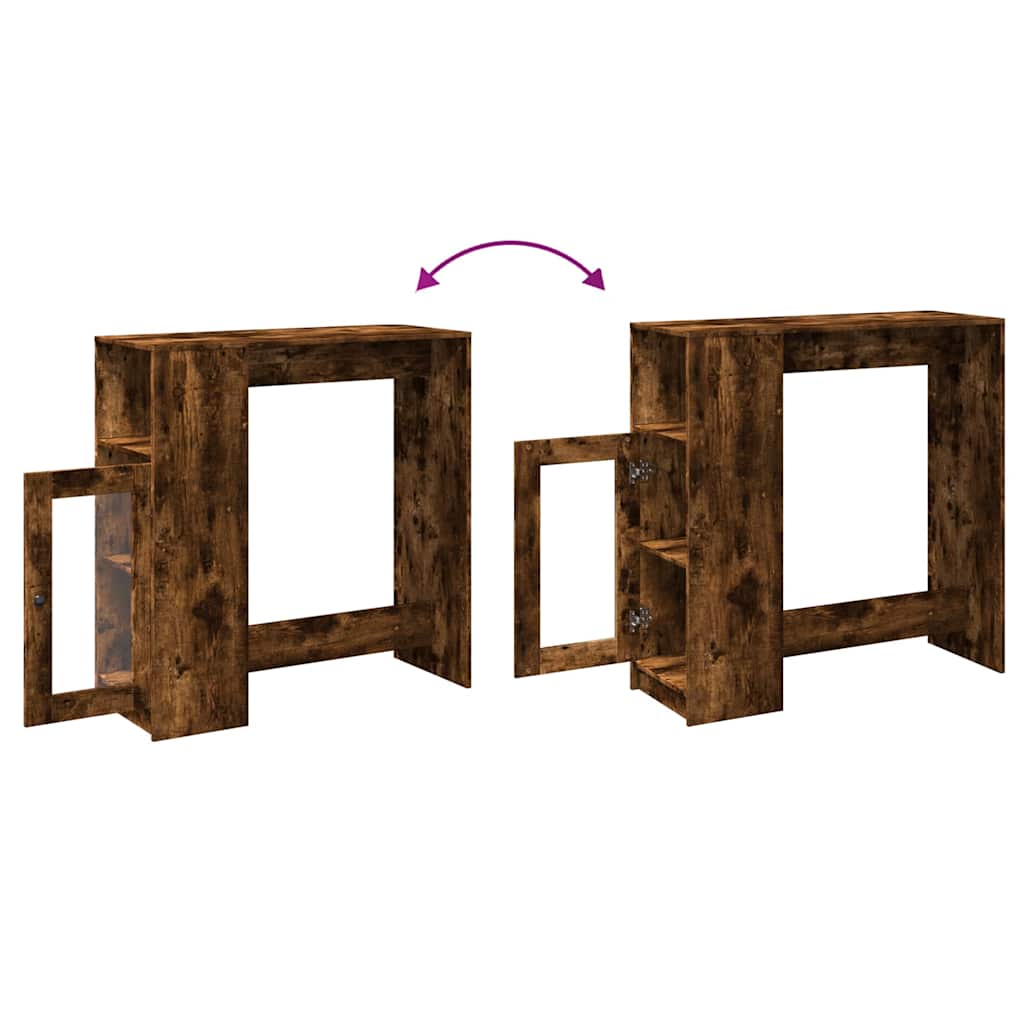 füstös tölgy szerelt fa bárasztal tárolókkal 101x40x103,5 cm