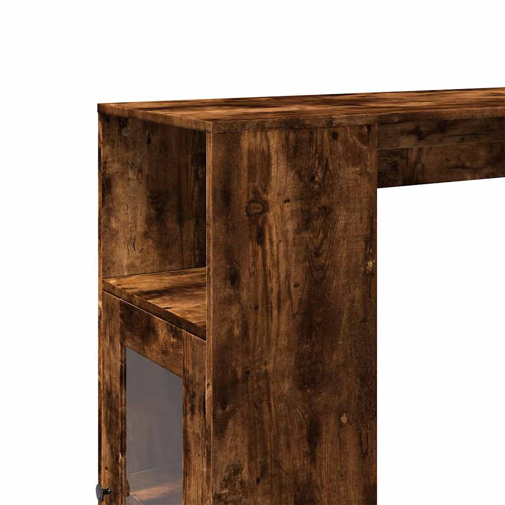 füstös tölgy szerelt fa bárasztal tárolókkal 101x40x103,5 cm