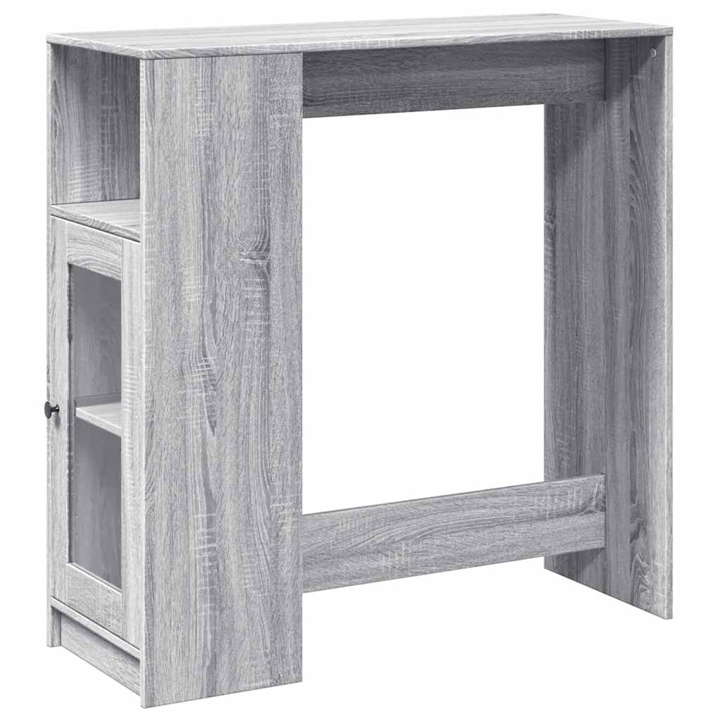 szürke sonoma szerelt fa bárasztal tárolókkal 101x40x103,5 cm