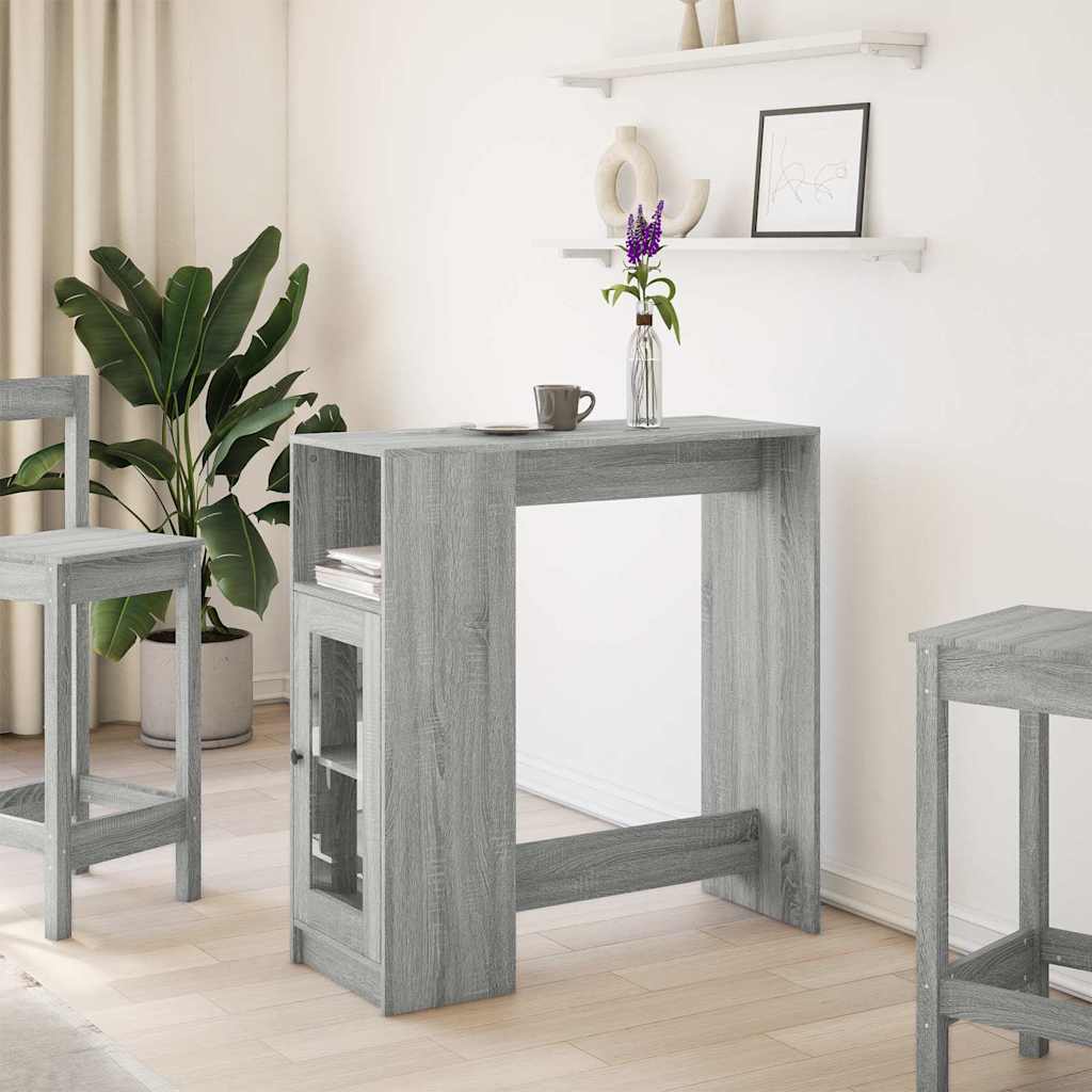 szürke sonoma szerelt fa bárasztal tárolókkal 101x40x103,5 cm