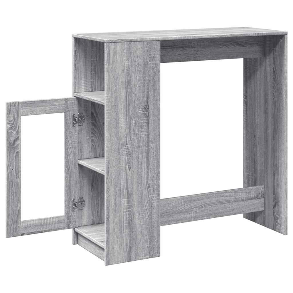 szürke sonoma szerelt fa bárasztal tárolókkal 101x40x103,5 cm