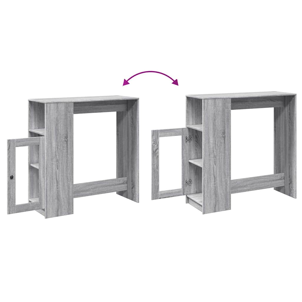 szürke sonoma szerelt fa bárasztal tárolókkal 101x40x103,5 cm