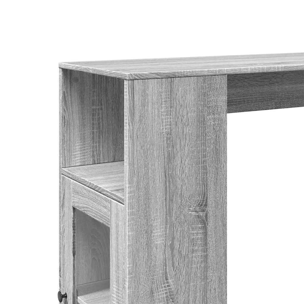 szürke sonoma szerelt fa bárasztal tárolókkal 101x40x103,5 cm