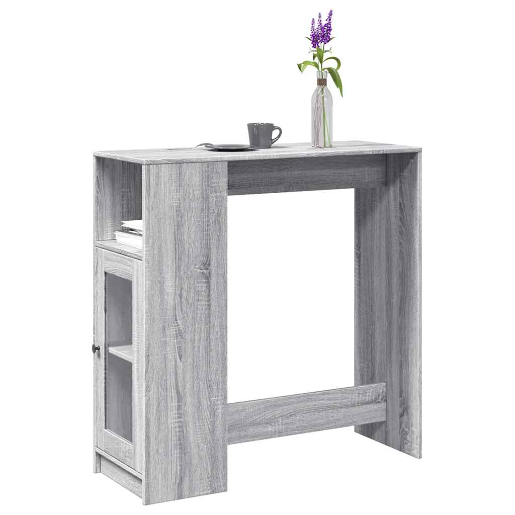 szürke sonoma szerelt fa bárasztal tárolókkal 101x40x103,5 cm
