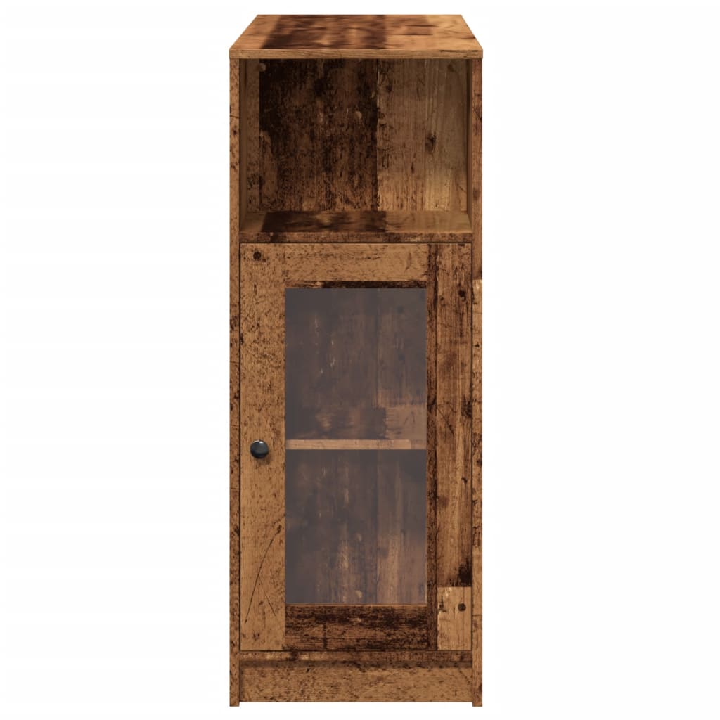 antik fa színű szerelt fa bárasztal tárolókkal 101x40x103,5 cm