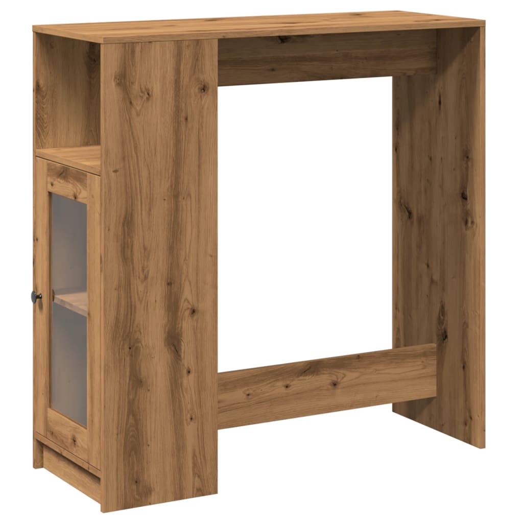 kézműves tölgy szerelt fa bárasztal tárolókkal 101x40x103,5 cm