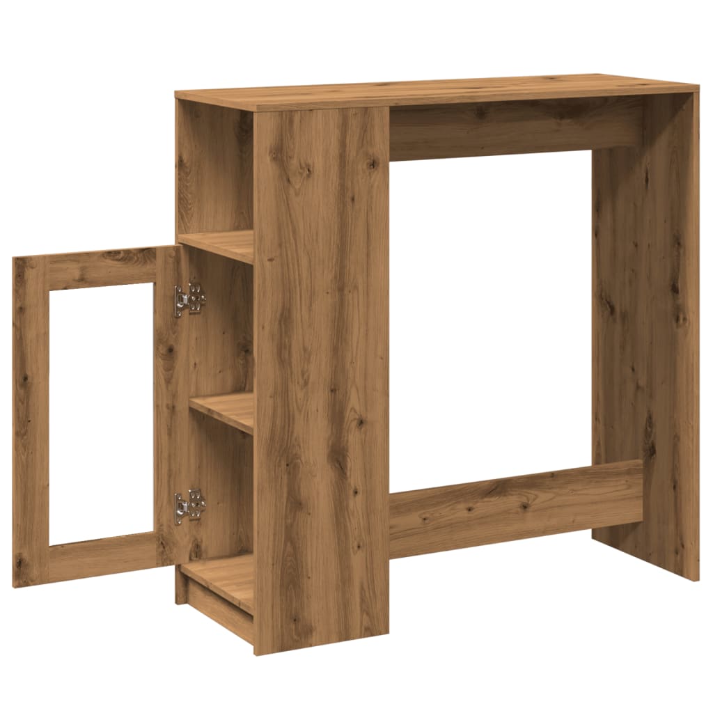 kézműves tölgy szerelt fa bárasztal tárolókkal 101x40x103,5 cm