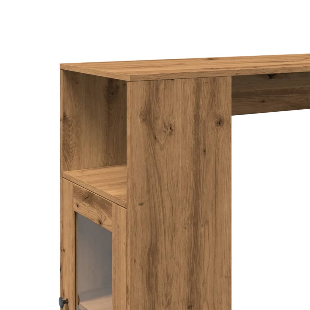 kézműves tölgy szerelt fa bárasztal tárolókkal 101x40x103,5 cm