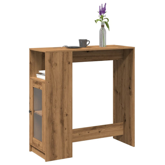 kézműves tölgy szerelt fa bárasztal tárolókkal 101x40x103,5 cm