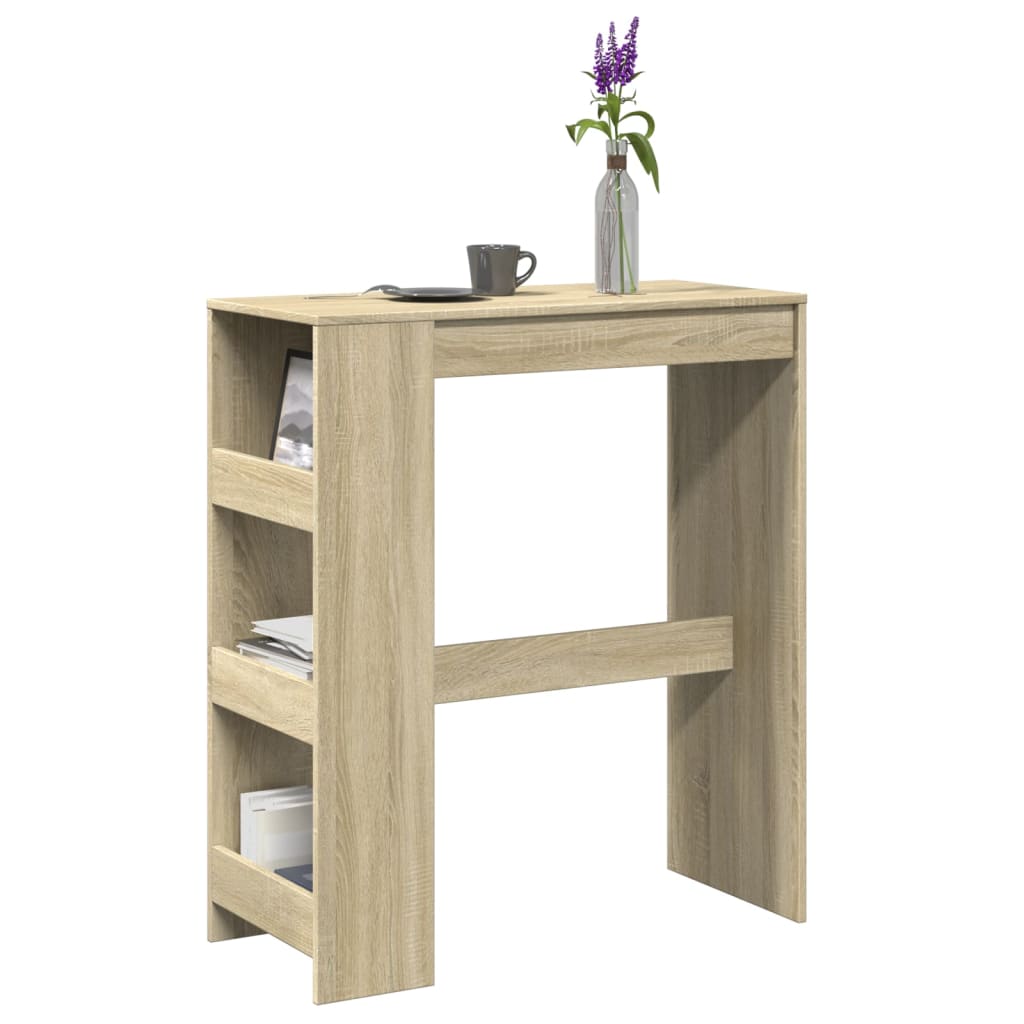 sonoma tölgy szerelt fa bárasztal tárolókkal 90 x 40 x 103,5 cm