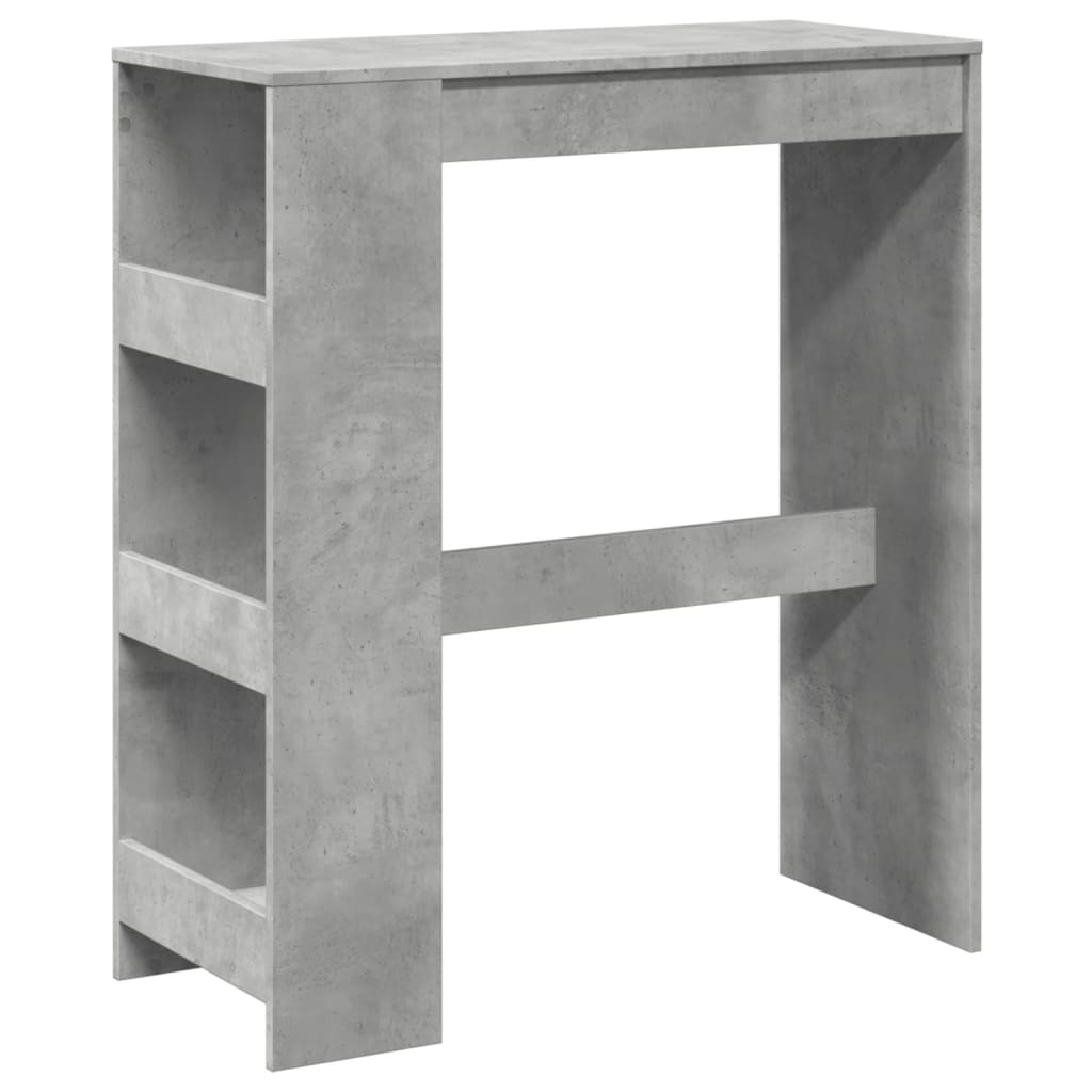 betonszürke szerelt fa tárolórekeszes bárasztal 90x40x103,5 cm