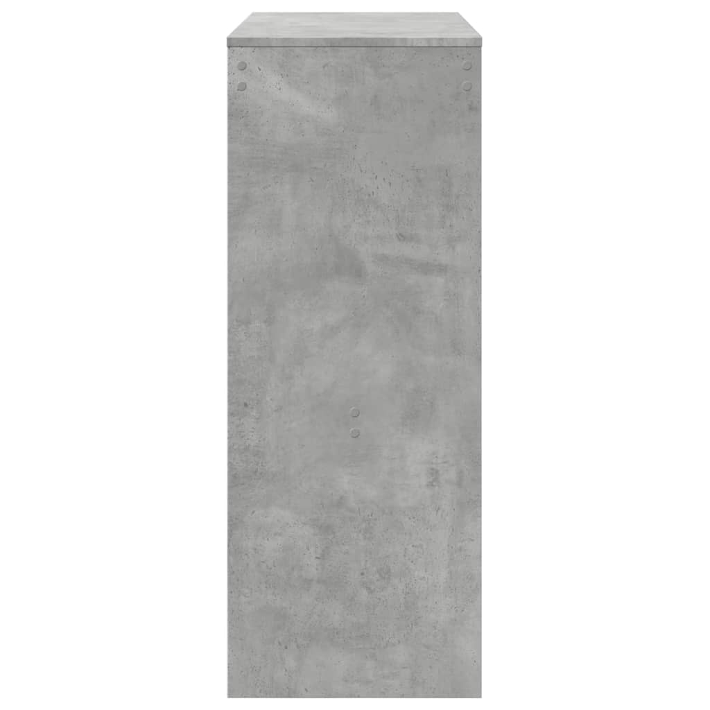 betonszürke szerelt fa tárolórekeszes bárasztal 90x40x103,5 cm